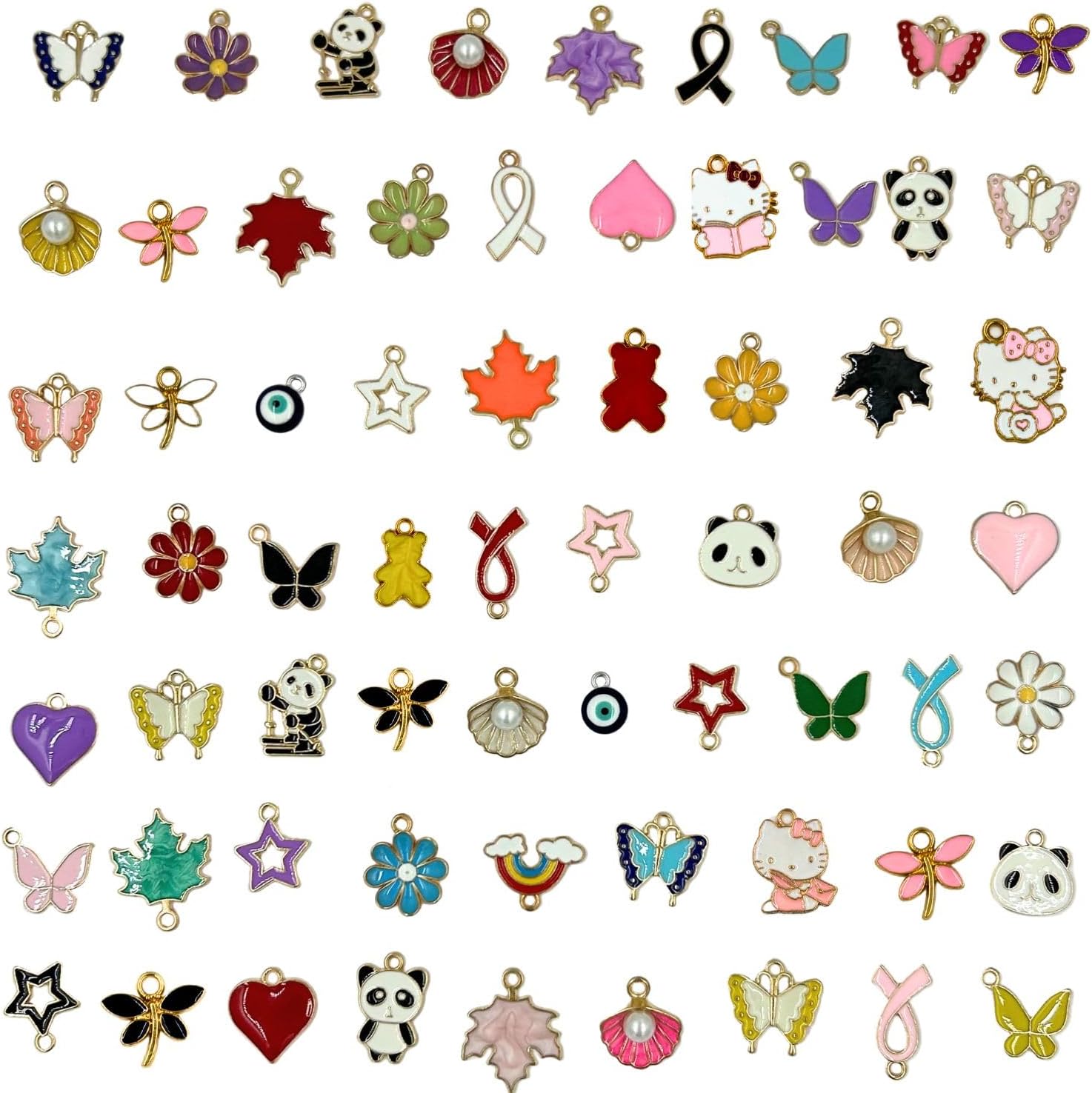 30 Pcs Mixed Charms for Jewelry Making, Assorted Bangle Charms Enamel Pendants for Jewellery Aesthetic Necklace Earring Key Chain Bracelet DIY Gold Plated Accessories and Crafting Mix Color Craft Supplies