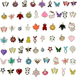 Tdas 30 Pcs Mixed Charms for Jewelry Making, Assorted Bangle Charms Enamel Pendants for Jewellery Aesthetic Necklace Earri...