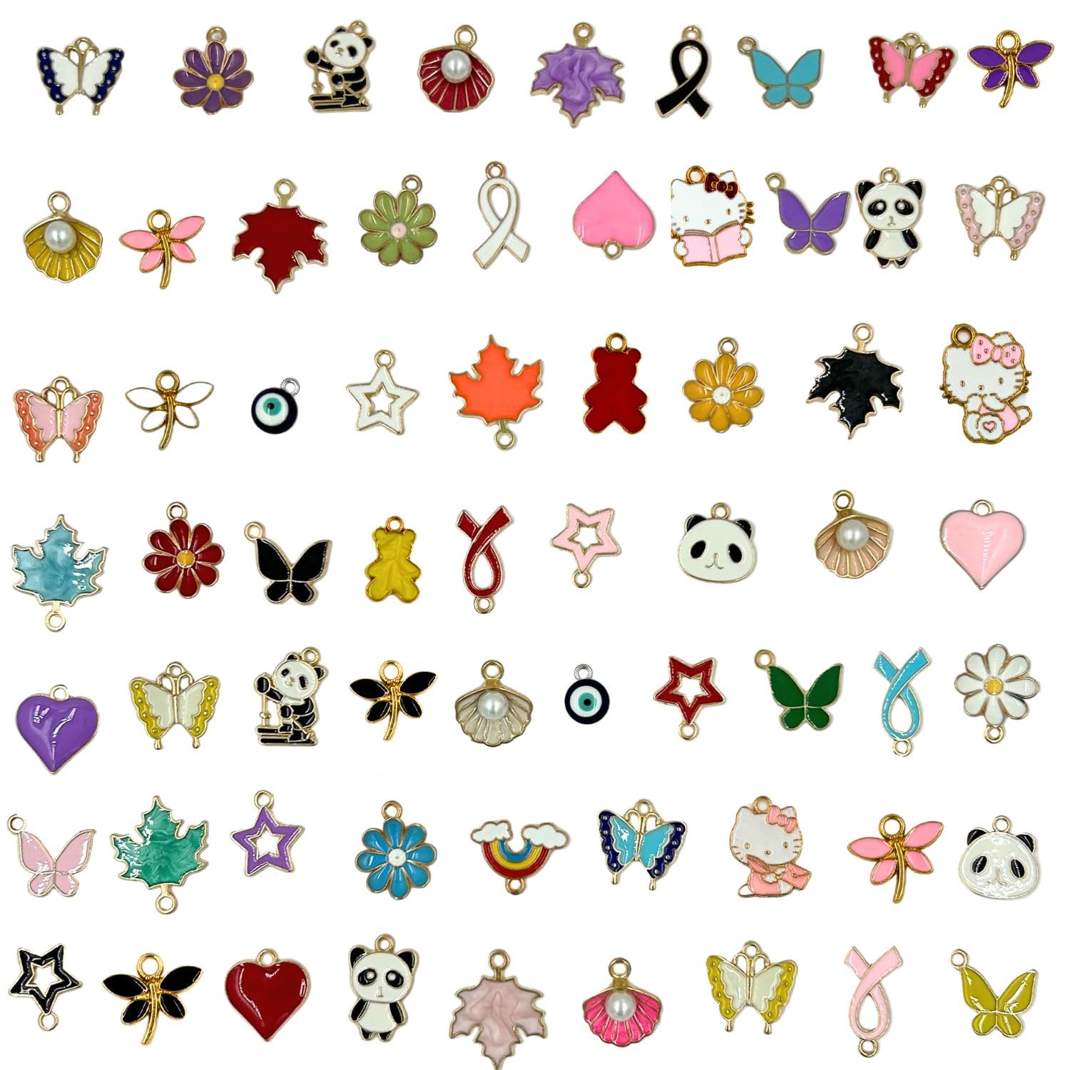 Tdas 30 Pcs Mixed Charms for Jewelry Making, Assorted Bangle Charms Enamel Pendants for Jewellery Aesthetic Necklace Earri...
