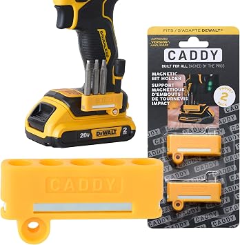 *Improved* Caddy | 2-Pack | Magnetic Bit Holder Made for Dewalt Drill Bit Holder - Fits Both Left and Right Side of Impact Driver - Hold 5 Bits Easily