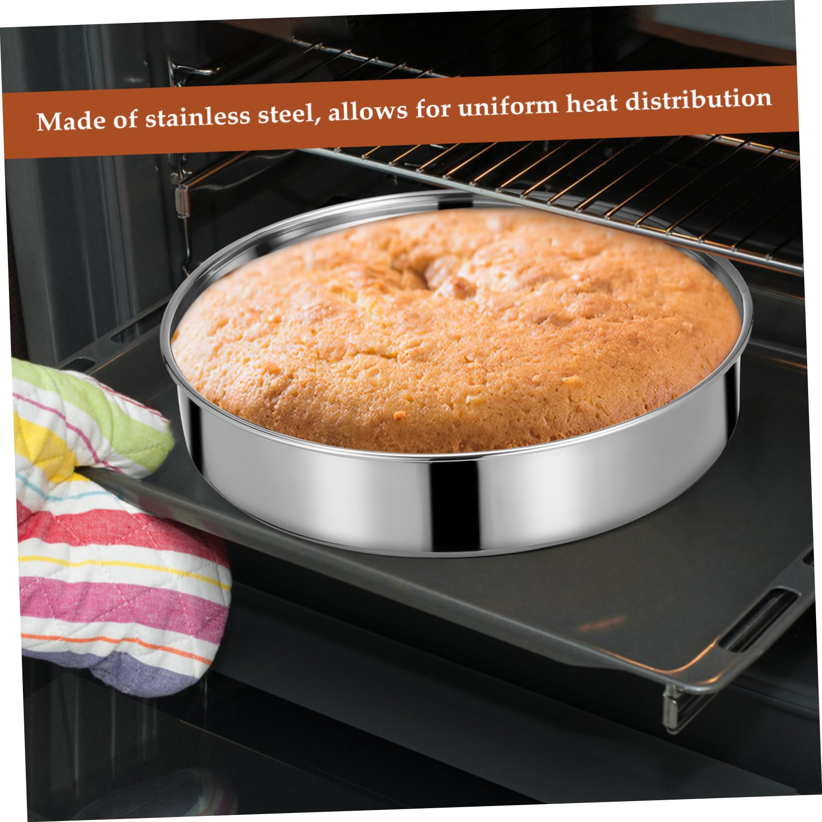 Juego de 2 moldes redondos de acero inoxidable duraderos y de distribución del calor para hornear antiadherentes, ideales para pasteles, postres y pasteles
