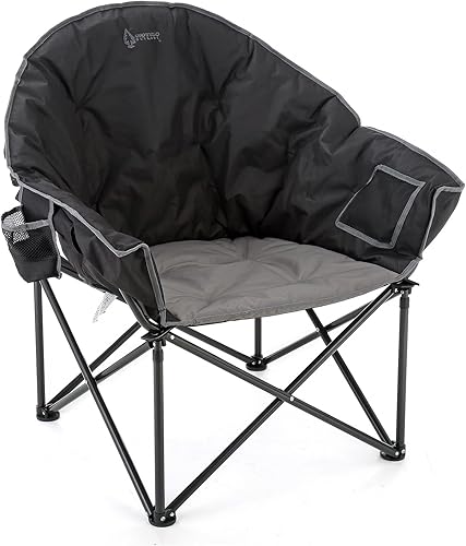 Miniatura 12 de ARROWHEAD OUTDOOR Silla de camping plegable de gran tamaño con bolsillo, portavasos, portátil, acolchada, luna, redonda, platillo, soporta 330 Azul