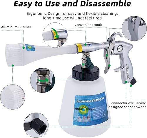 Miniatura 4 de GOCCIDA Kit de limpieza de coche de 8 piezas, kit de limpieza para detalles de automóvil, funciona con compresor de aire (paño de esponja + 5 puntas