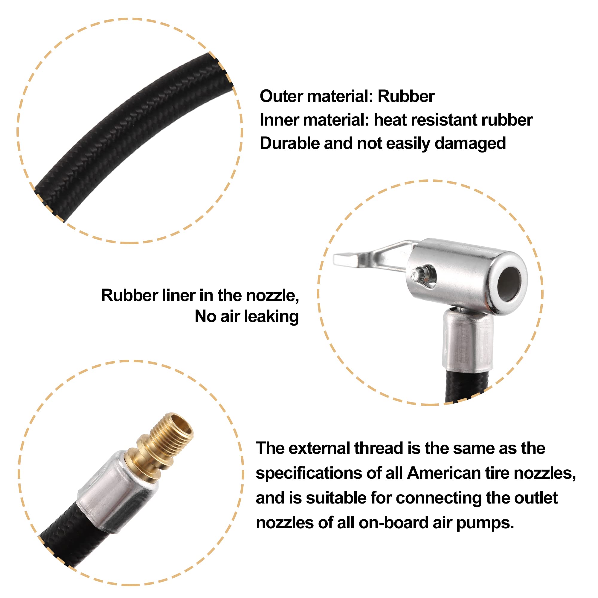 Inflator Hose Adapter X AUTOHAUX 100cm 39.37" Tire Inflator Pump Hose With Tube Inflator