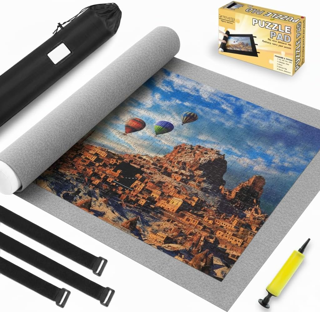 Jigsaw Puzzle Mat Roll Up - 3000 Pieces Large Gray Puzzles Saver Board for Adults, Storage and Transport Keeper Saver Accessories Table Portable Holder Organizer Board Pad Gifts (Gray)