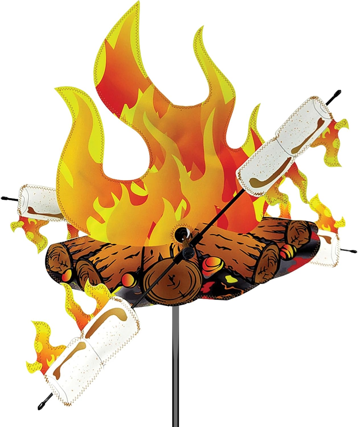 Whirligig Spinner Campfire 15" – Cozy Outdoor-Themed Design, Weather-Resistant Outdoor Decor, Durable & Lightweight for Patios, Yards, and Gardens - Eye-Catching Wind Spinner
