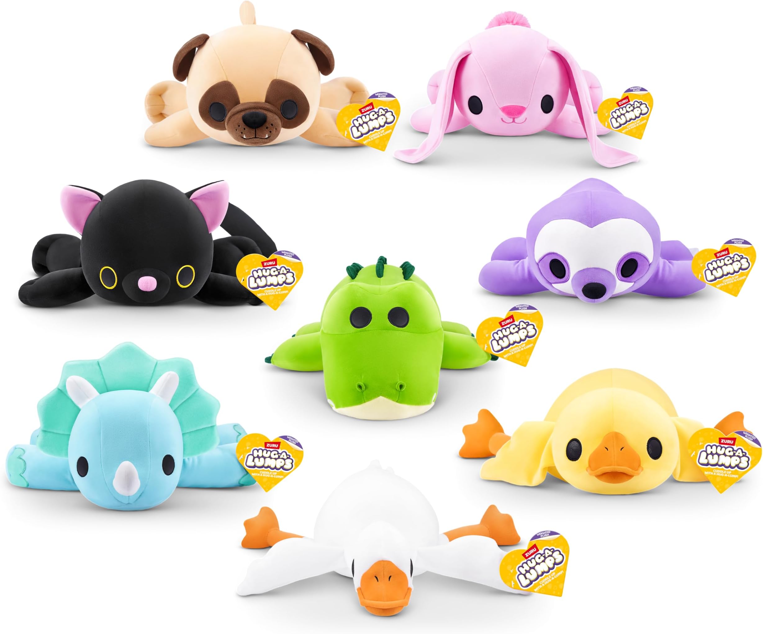 Hug-A-Lumps Dino(Delilah) Weighted Plush 3.3 Lbs, Cuddly, Squishy, Comfort Plush, Anti-Stress by ZURU