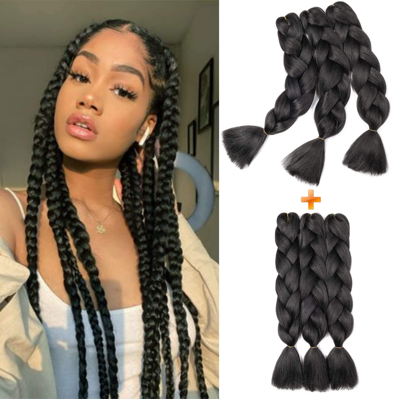 60cm Extensiones de Pelo Trenzas Africanas Castaño Oscuro Extensiones para Trenzas Africanas 1 pcs 100g Kanekalon Pelo para Trenzas Africanas Sintetico Extensiones de Trenzado Cabello Braiding — view 89