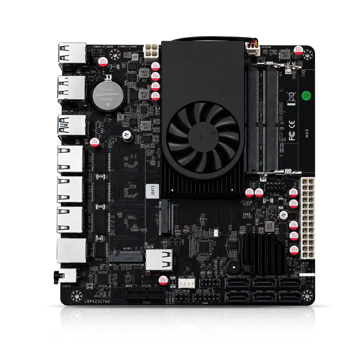 NAS Motherboard J6413 Processor Low Power, UHD Graphics, Firewall Mini-ITX NAS Board, 3 x 2.5GbE LAN, Dual M.2 2280 NVMe Slot, USB3.0, Barebone NO RAM NO SSD, Console