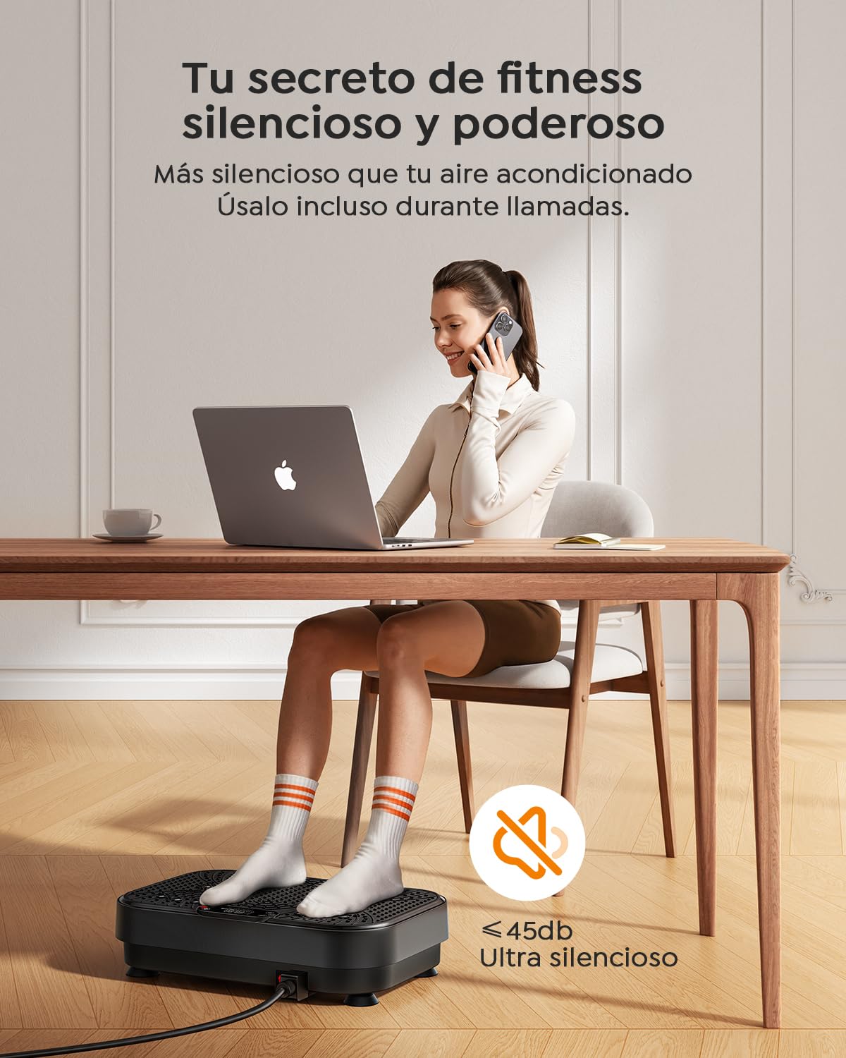 Plataforma Vibratoria, 150W Plataforma vibración Muscular con Masaje silencioso de pies, 99 Niveles de Intensidad y 5 programas, con 2 Bandas de Resistencia y Mando a Distancia, Pantalla LCD