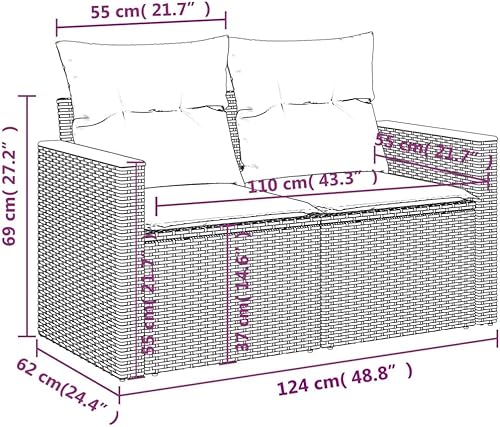 Miniatura 7 de 7 Piece Grey PE Rattan Garden Sofa Set with Powder-Coated Steel Frame, Modular Outdoor Seating Arrangement, Weather-Resistant Cushions and Storage