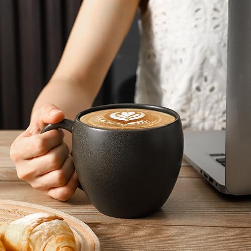 Miniatura 5 de Tikooere Juego de 4 tazas de café de cerámica de 16 onzas con mango grande para café, leche, té, café con leche, cereales, tazas grandes de cerámica