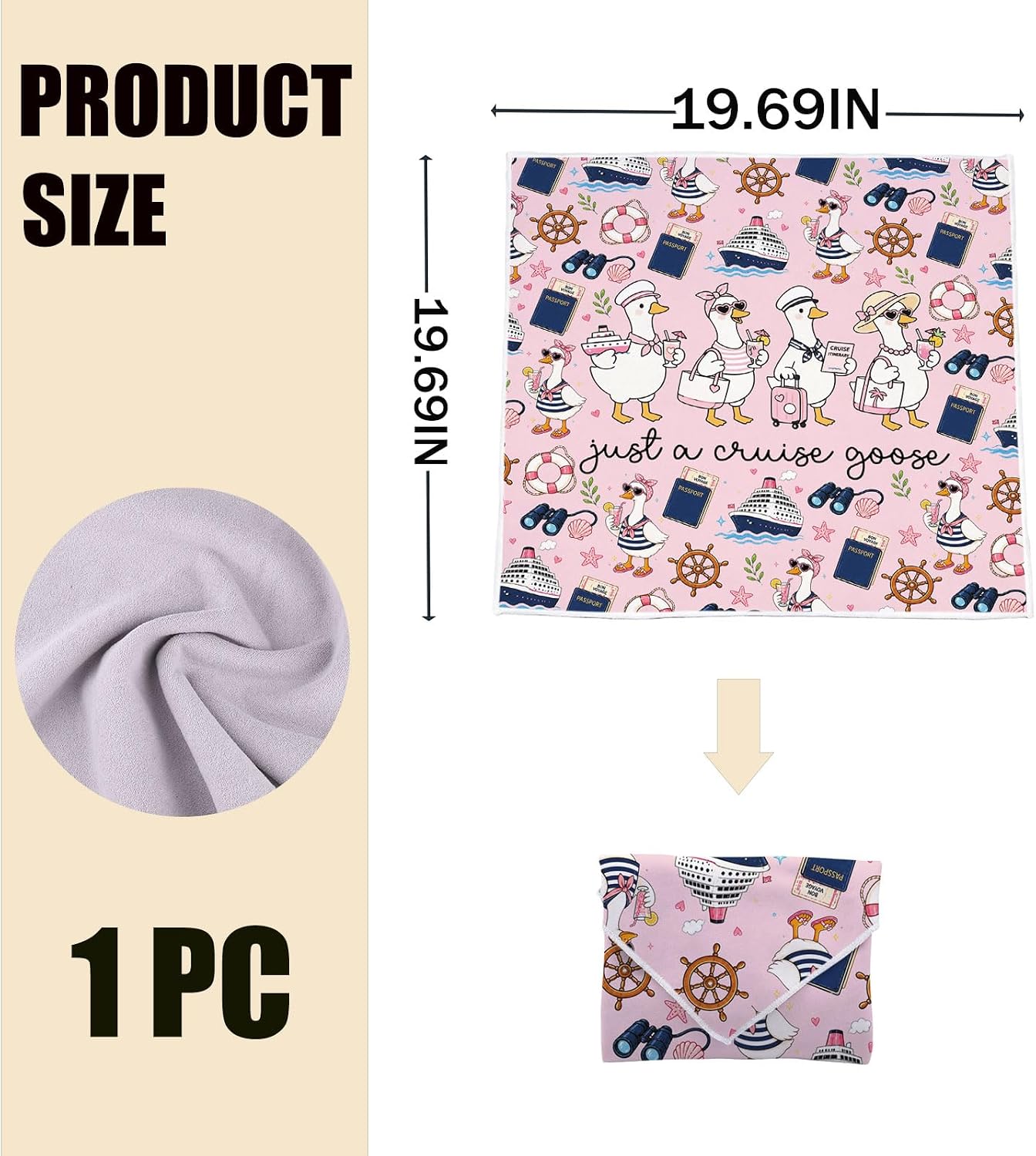 WSNANG Cruise Goose Self Adhesive Cloth Makeup Bag Cruise Travel Gifts image 2