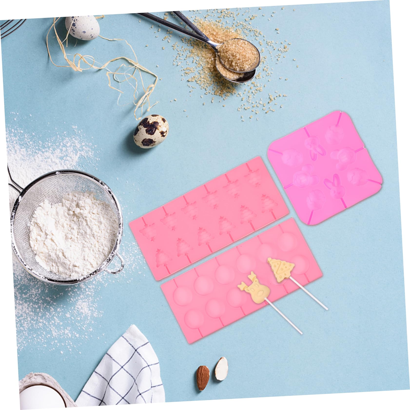 Moule à Sucettes en Silicone Noël, Kit 1 Set, Formes Variées