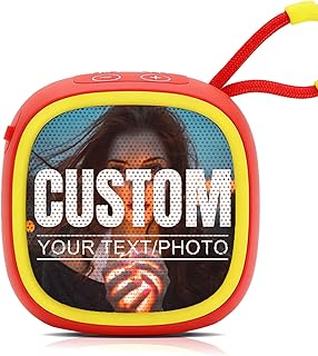 Custom Bluetooth Speakers with Photo Small Portable Bluetooth Wireless Loud Stereo Sound Deep Bass Long Playtime for Outdoor Party, Great Gift (Red)