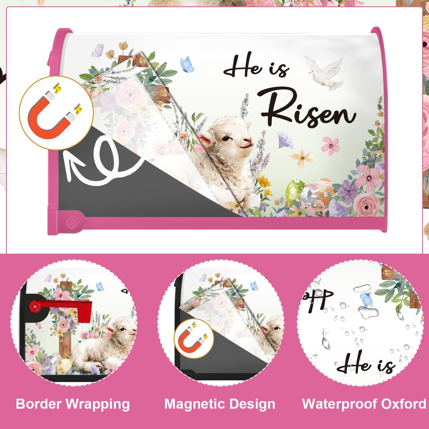 Easter Mailbox Covers Magnetic - He is Risen Mailbox Covers Magnetic Standard Size, Christian Bible Verse Easter Mail Box Post, Spring Holiday Post Wrap Letter Box Decorations, 20x18 Inches