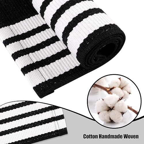 Miniatura 3 de Alfombras de patio para exteriores de 5 x 7 pies, lavables a máquina, alfombras a rayas color blanco y negro para interiores y exteriores, alfombras