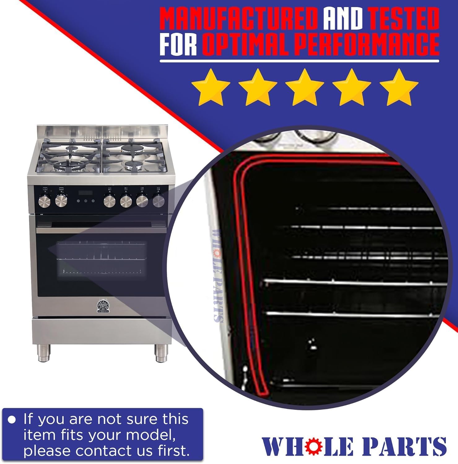 Whole Parts Range Oven Door Gasket with 12 Clips, Part# 316239700 - Replacement & Compatible with Some Crosley, Frigidaire, Gibson, Tappan, Frigidaire, White-Westinghouse and Kenmore Ranges or Ovens