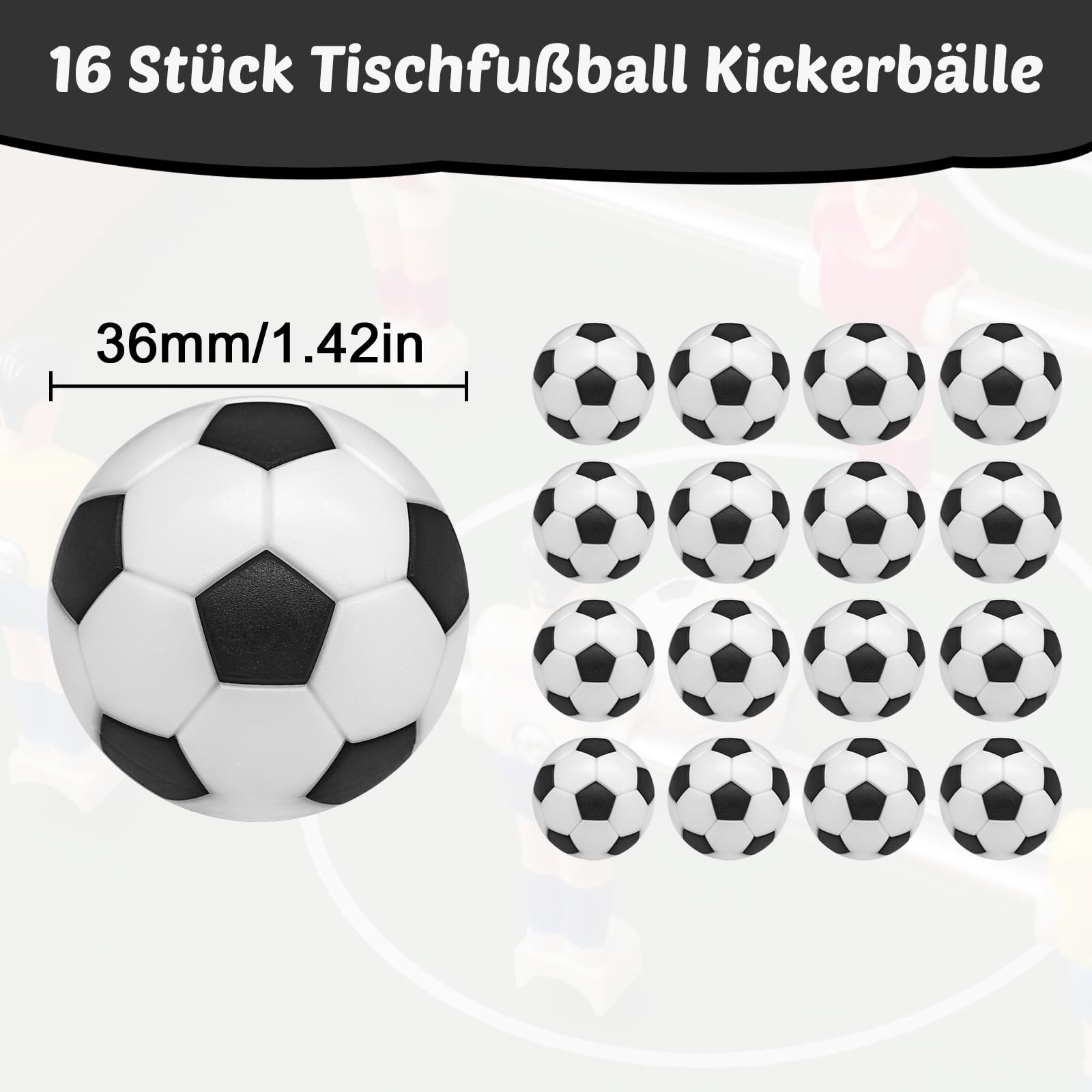 Lot de 9 balles de rechange pour baby-foot - 36 mm - Noir