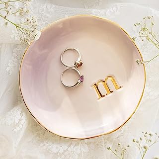 COLLECTIVE HOME - Ceramic Jewelry Tray, Decorative Trinket Dish for Rings Earrings Necklaces Bracelet Watch Keys, Birthday Mother's Day Christmas Gift for Women, 4.75", Colored Surface (M)