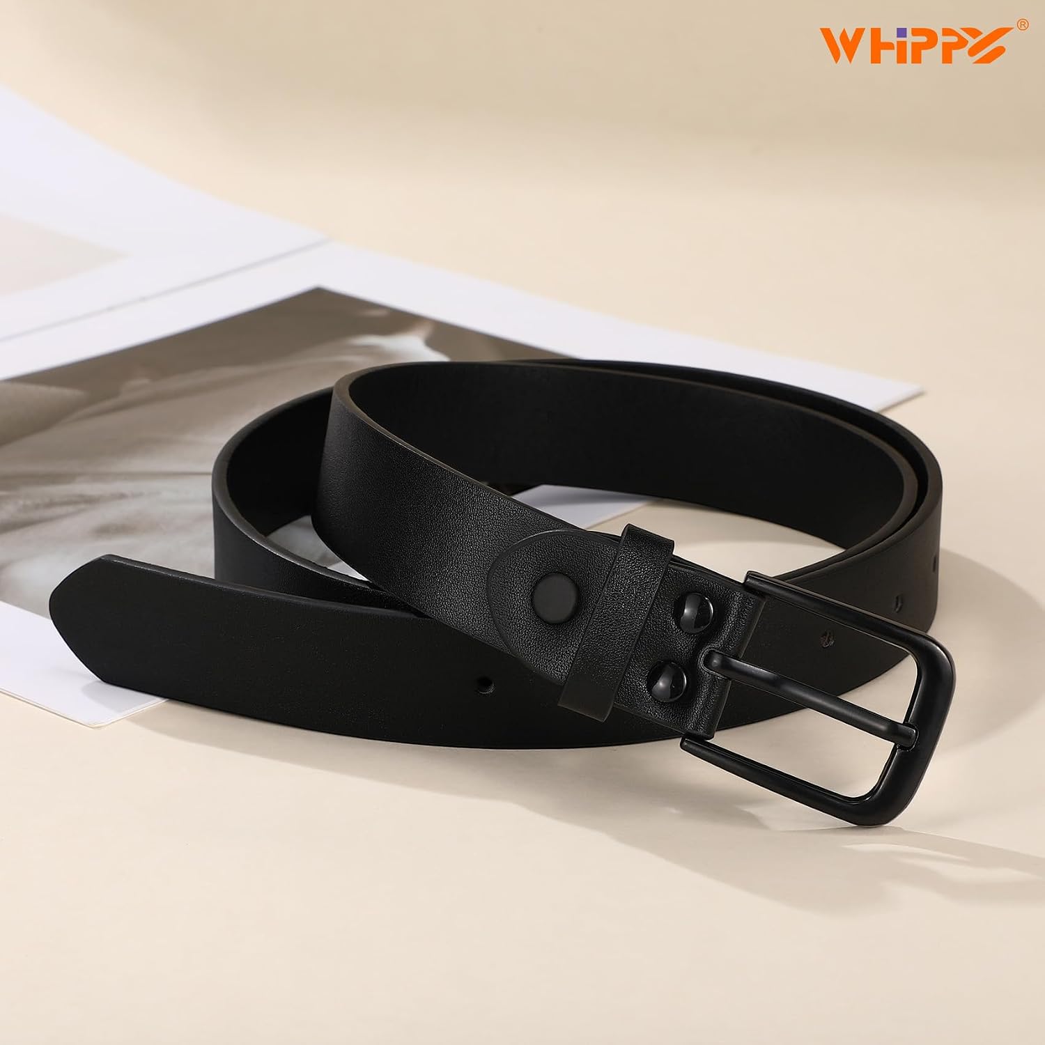 WHIPPY Women Casual Leather Belt for Jeans Pants, Fashion Ladies Waist Dress Belt image 3