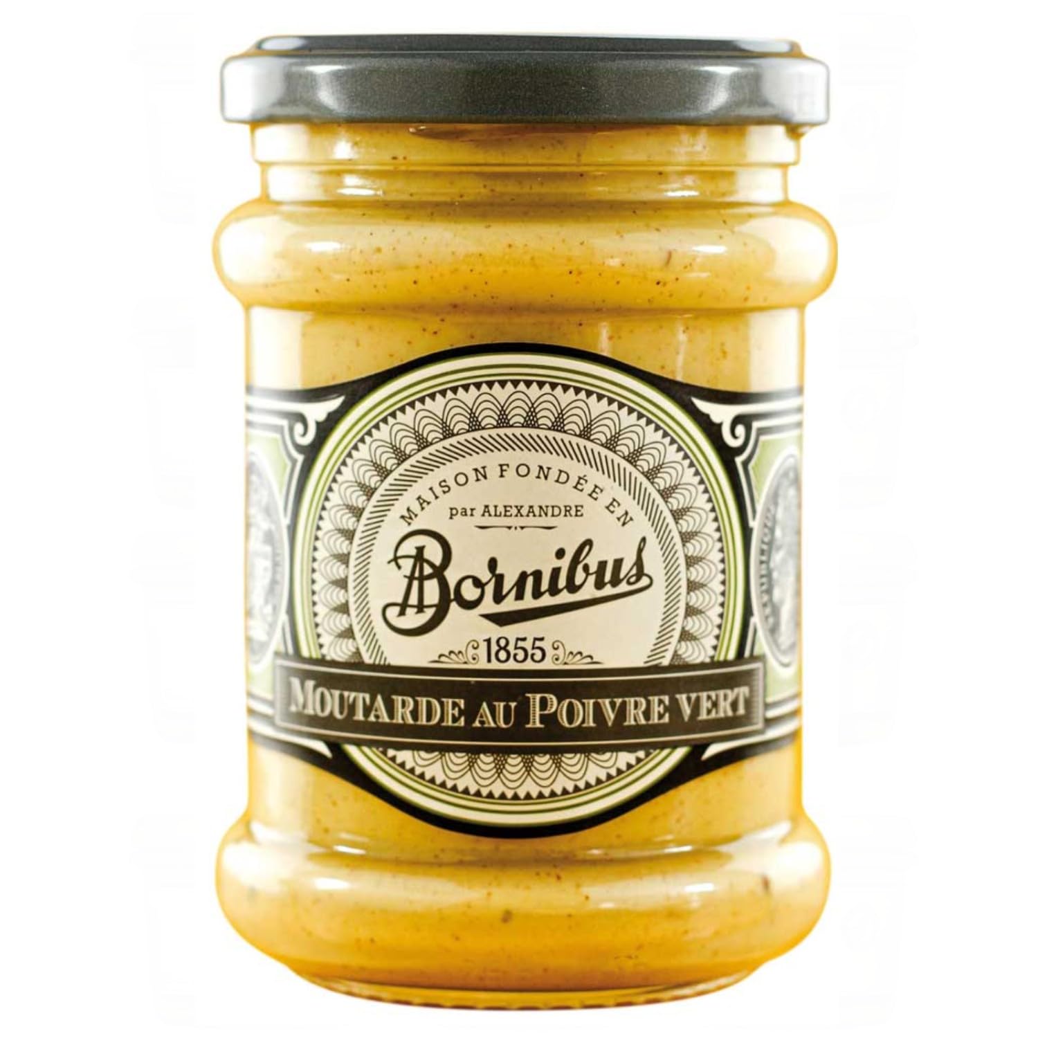 Bornibus Moutarde au Poivre Vert Senf mit grünem Pfeffer Frankreich inkl. FeinWert E-Book (12 x 250g)