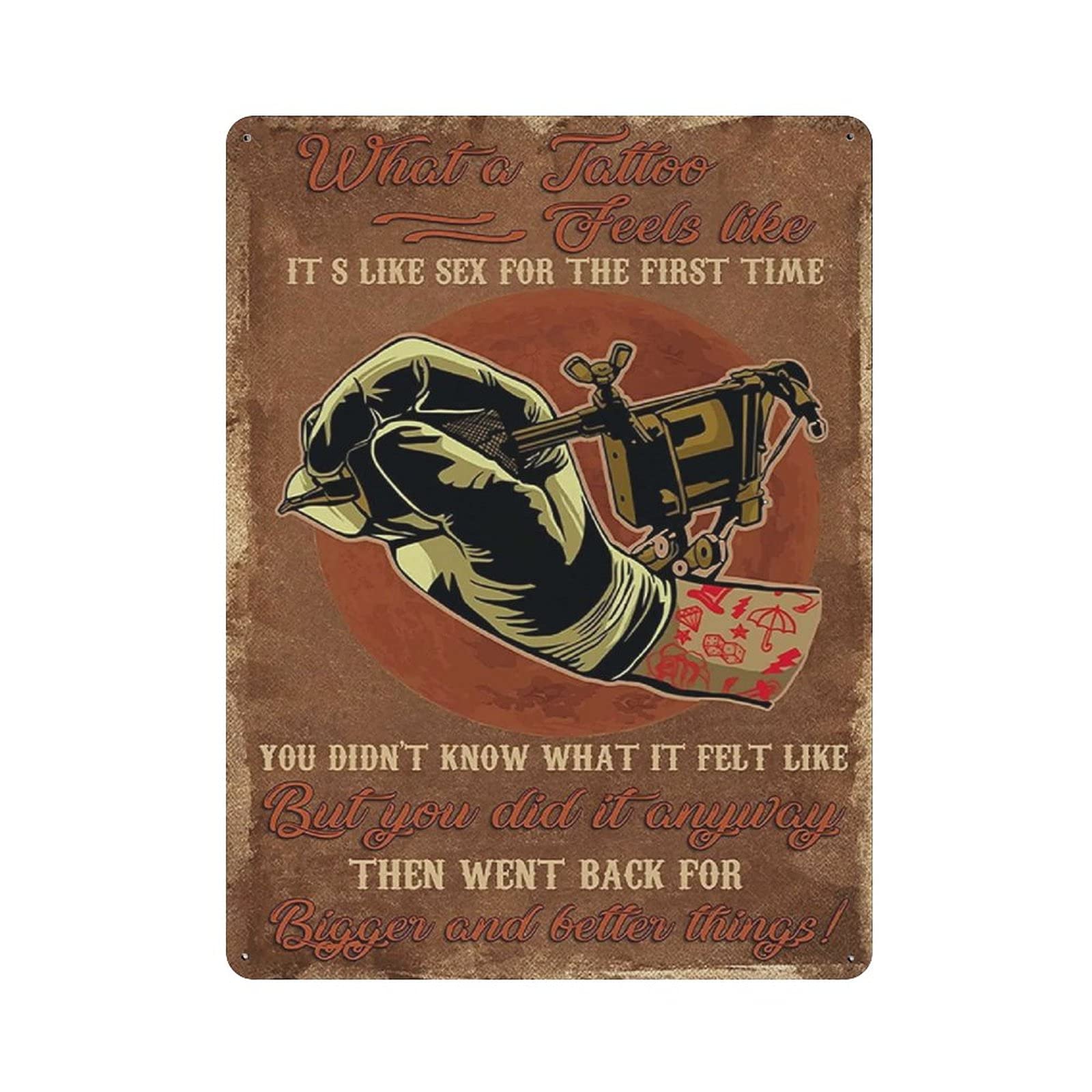 Metal Tin Sign What A Tattoo Feels Like Vintage Tin Poster Metal Sign Wall Decoration Country Kitchen Home Garage Decor 16"x12"
