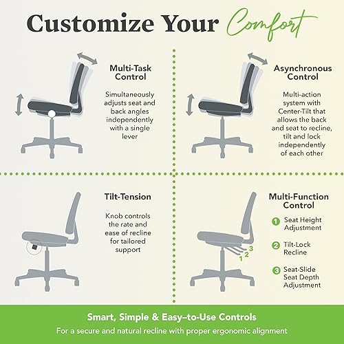 Miniatura 6 de HON Crio - Silla de trabajo de respaldo alto, silla de computadora con respaldo de malla con control asincrónico para escritorio de oficina, en