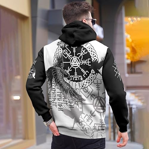Miniatura 6 de 365CUSGIFTS - Sudadera con capucha con estampado digital 3D de tatuaje vikingo, disfraz vikingo para hombresmujeres, ropa vikinga, regalos vikingos