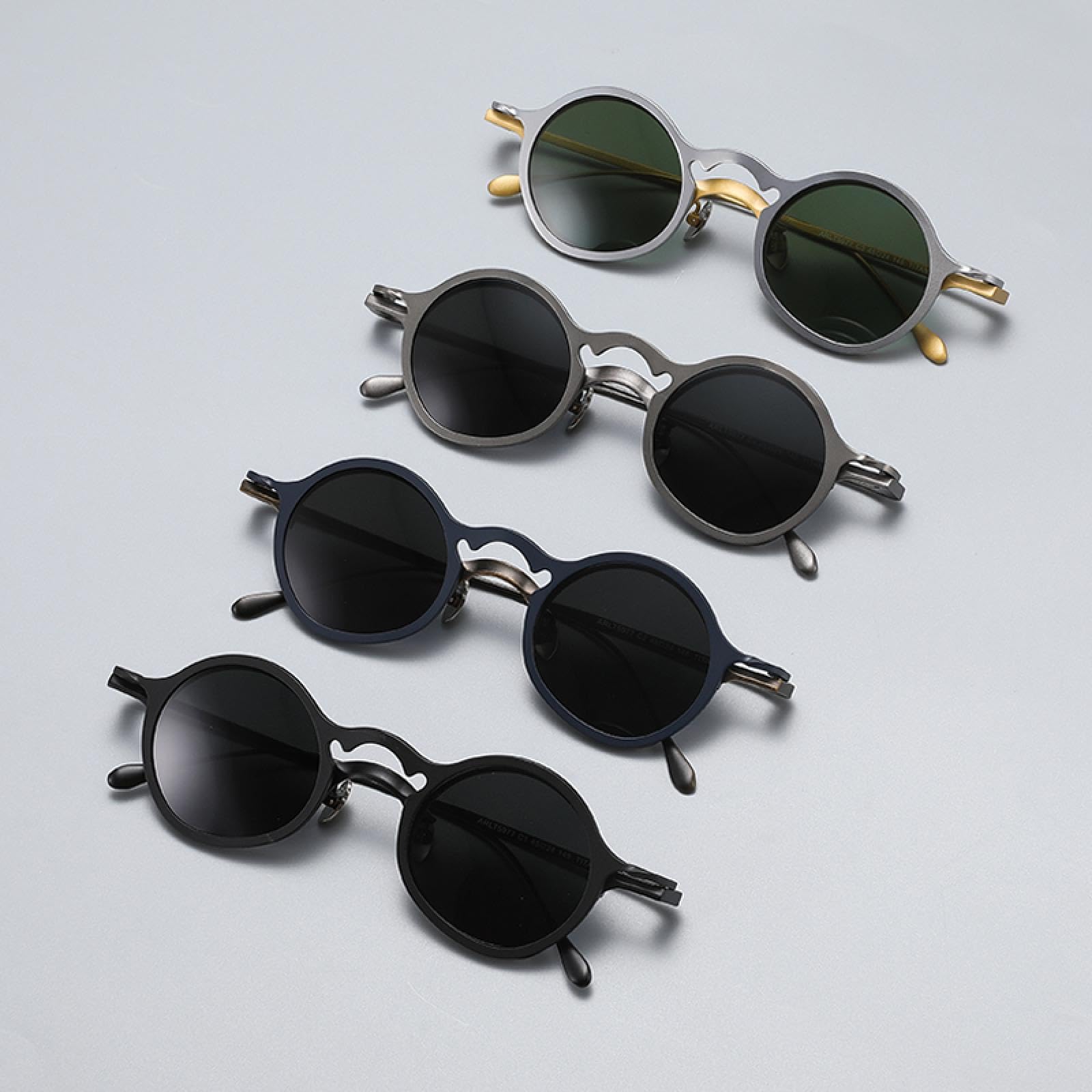 Montura de gafas de titanio puro con clip magnético 2 en 1 vintage para hombre, gafas polarizadas retro