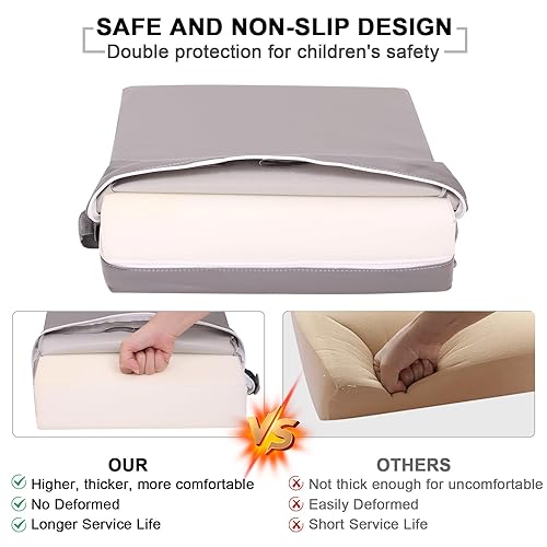 Miniatura 5 de Asiento elevador para mesa de comedor para niños pequeños, asiento elevador impermeable de poliuretano para mesa de comedor con respaldo y