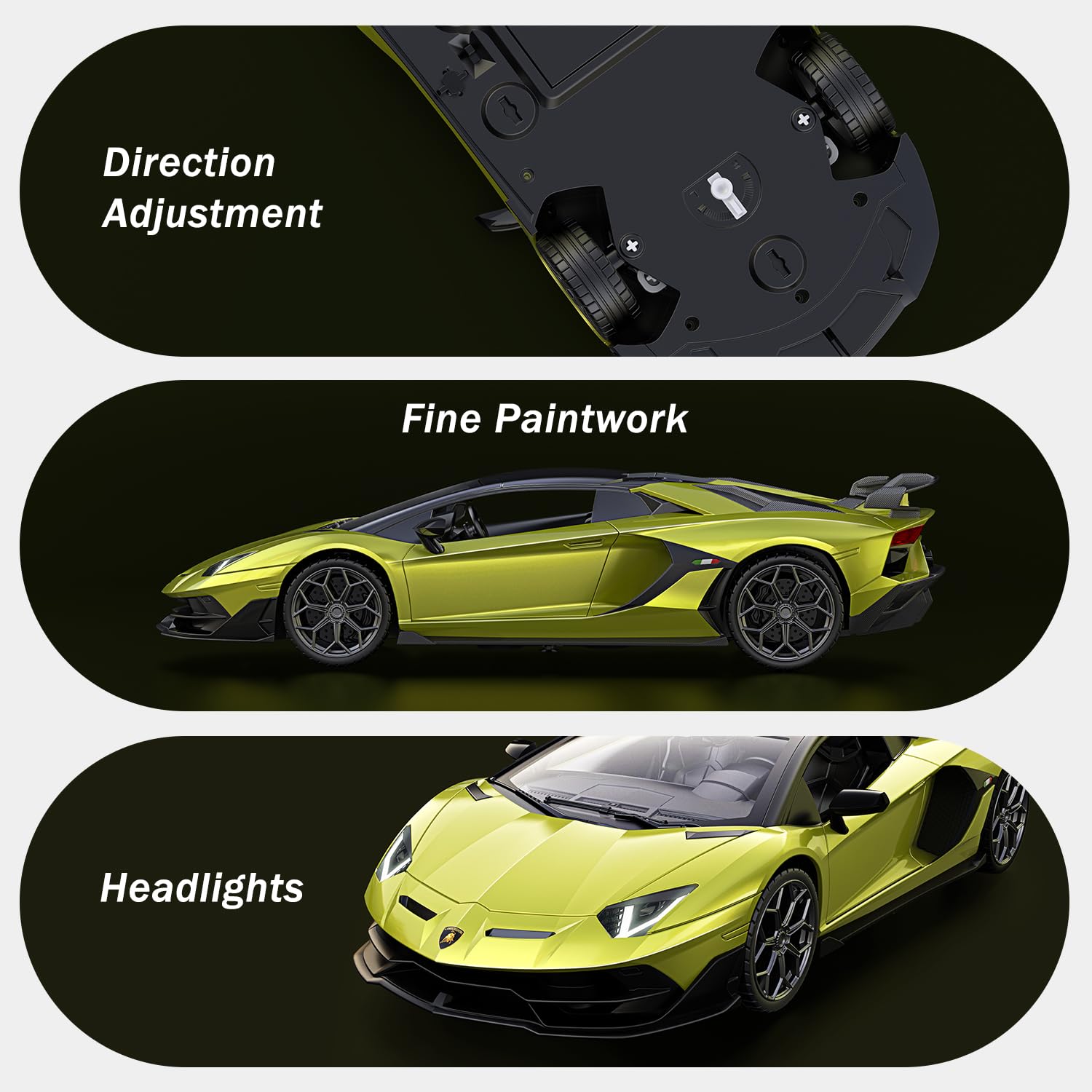 AEROQUEST 1:14 Lamborghini, auto telecomandata, 2,4 GHz, con licenza ufficiale Lamborghini RC auto con telecomando e faro per ragazzi e ragazze, regalo di compleanno, verde