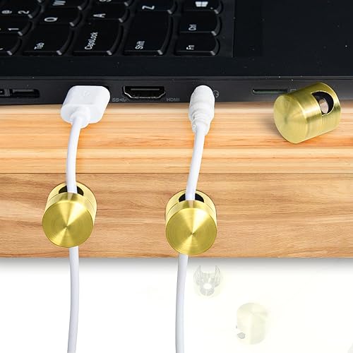 Miniatura 146 de 3 juegos de soportes de cargador para cables, soportes de anclaje de cable ajustables plateados, clips de cable de metal adhesivos, organizadores de