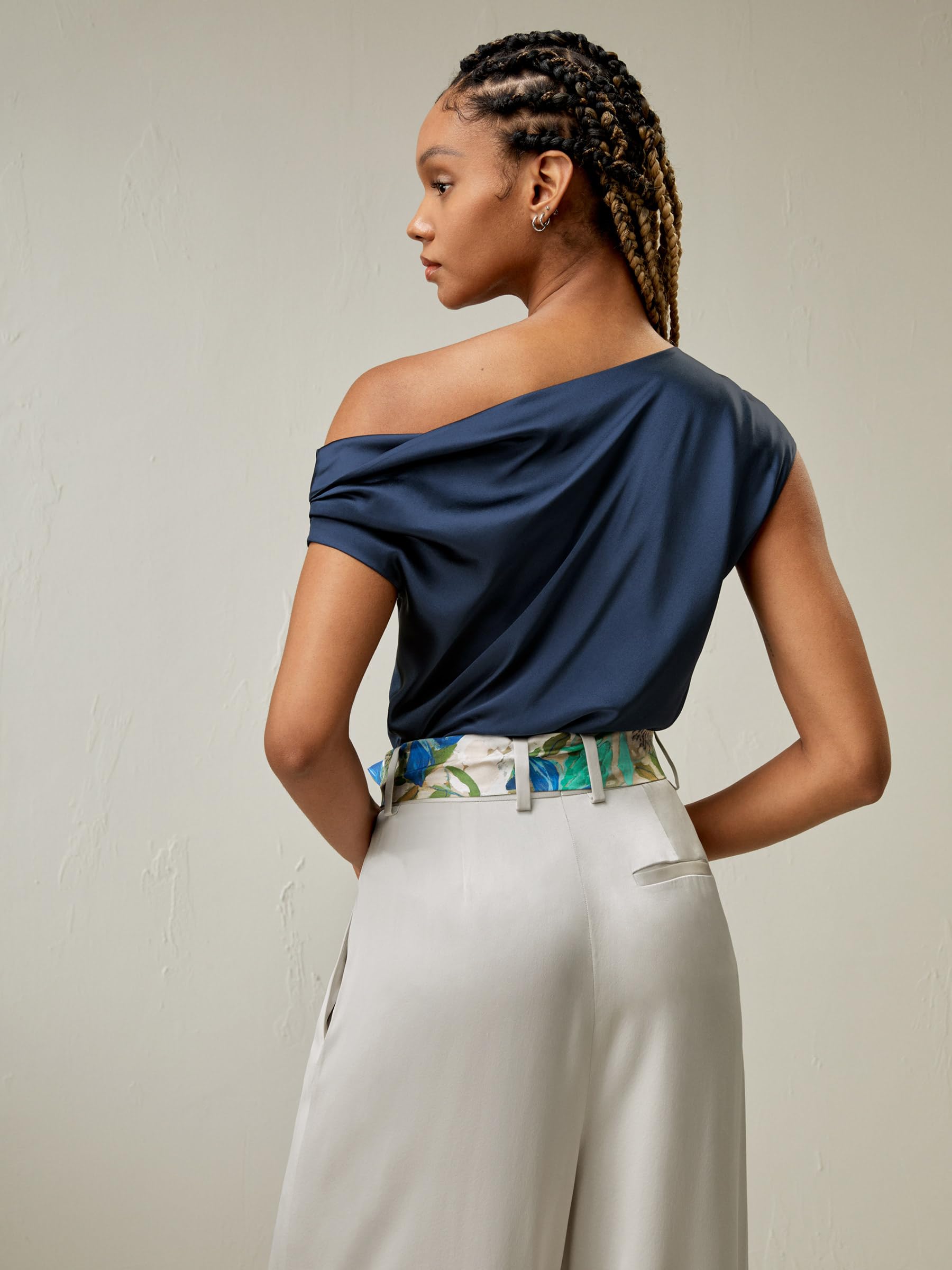 LilySilk Damen-Bluse aus Reiner Seide ärmelloses Oberteil aus Maulbeerseide mit U-Boot-Ausschnitt und Einer Schulter für jeden Anlass