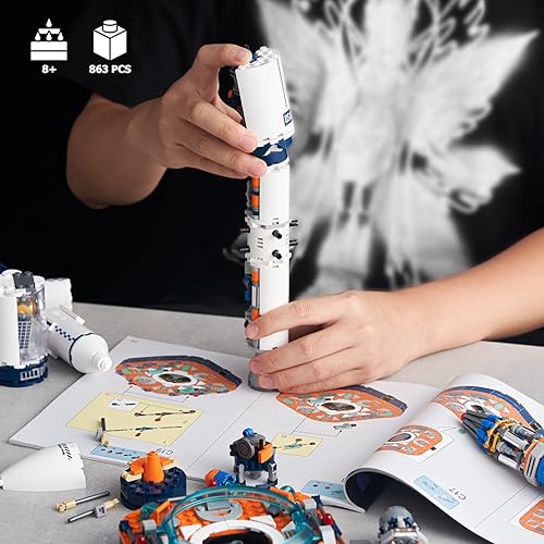 Miniatura 7 de JOJOPeach Juguete de construcción de cohetes de exploración espacial juego de modelos de exhibición coleccionables ideas de regalo para adultos