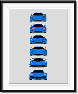Koenigsegg Generations Inspired Poster Print Wall Art Handmade Decor of the History and Evolution of the Koenigsegg (CCR, CCX, Agera, Regera, Jesko, Gemera) (Unframed)