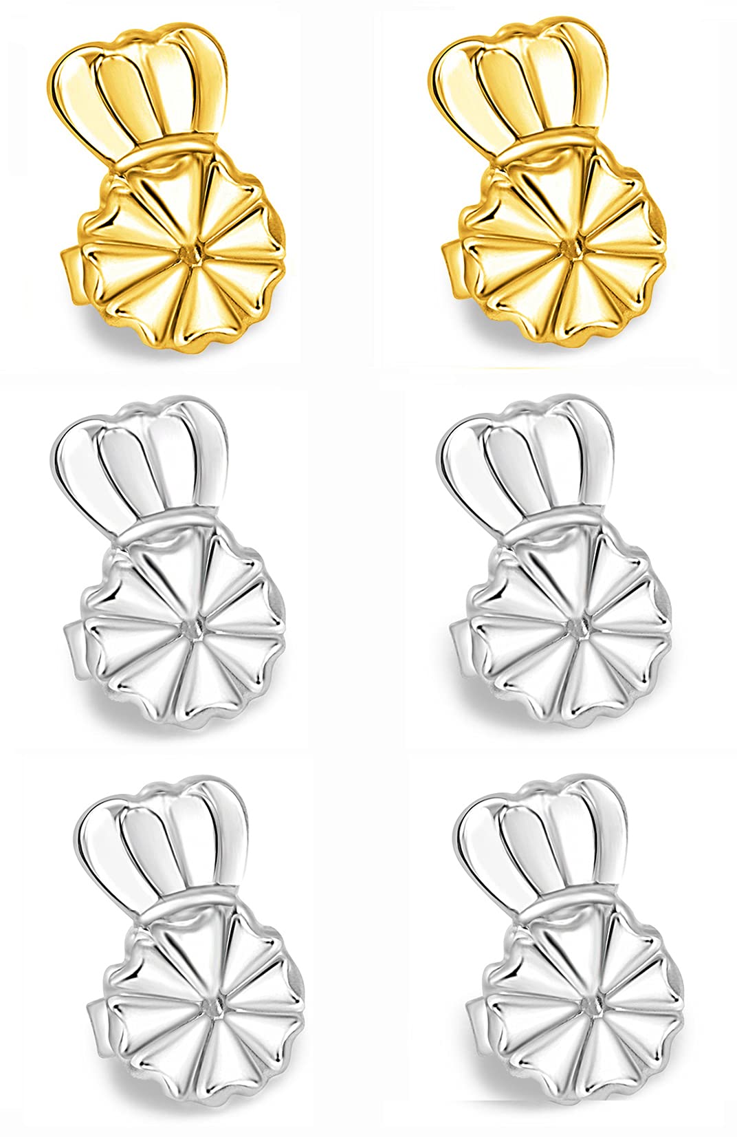 Earring Backs & Earring Lifters,3 Pairs Adjustable Earring Secure Earlobe Lift, Stud Earring Backings Replacements, Hypoallergenic Ear Support for Women Earring Accessories