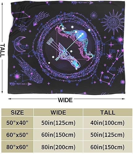 Miniatura 3 de Sagitario - Manta de franela con constelaciones, cálida y suave, 12 horóscopos, astrología, temática de constelación, decoración del hogar, 50 x 40