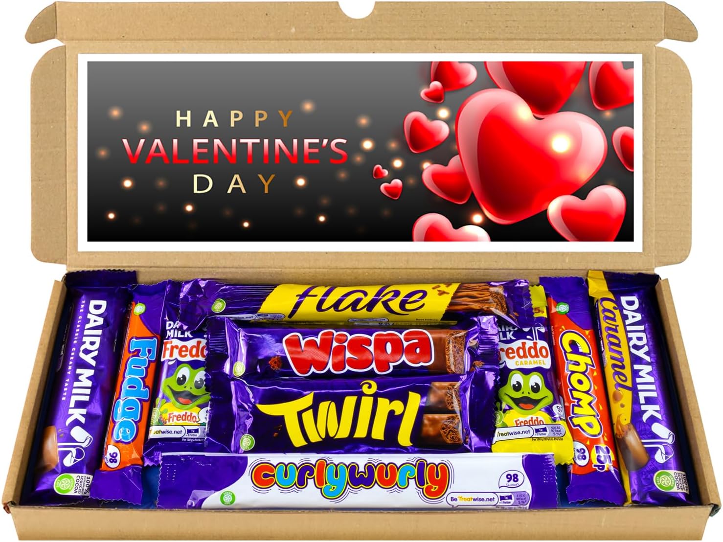 Valentines Day Gift | Letter box Chocolate Gift Selection Box | 10 Fullsize Dairy Milk Chocolate bars | Ideal Valentines Gifts For Him & Her (Black, Red & Gold)