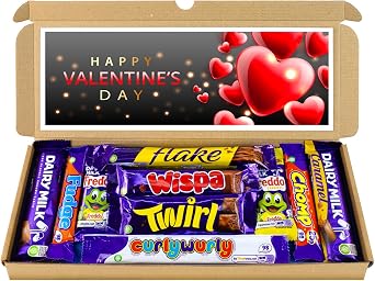 Valentines Day Gift | Letter box Chocolate Gift Selection Box | 10 Fullsize Dairy Milk Chocolate bars | Ideal Valentines Gifts For Him & Her Black, Red & Gold