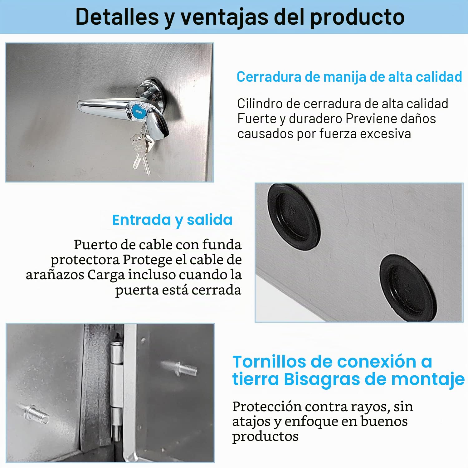 Caja Estanca Exterior Electrica de Acero Inoxidable, Caja Cuadro Electrico Superficie, 400x300x180 mm Montaje en la Pared, Distribucion Electrica Armario, Incluye Cerradura