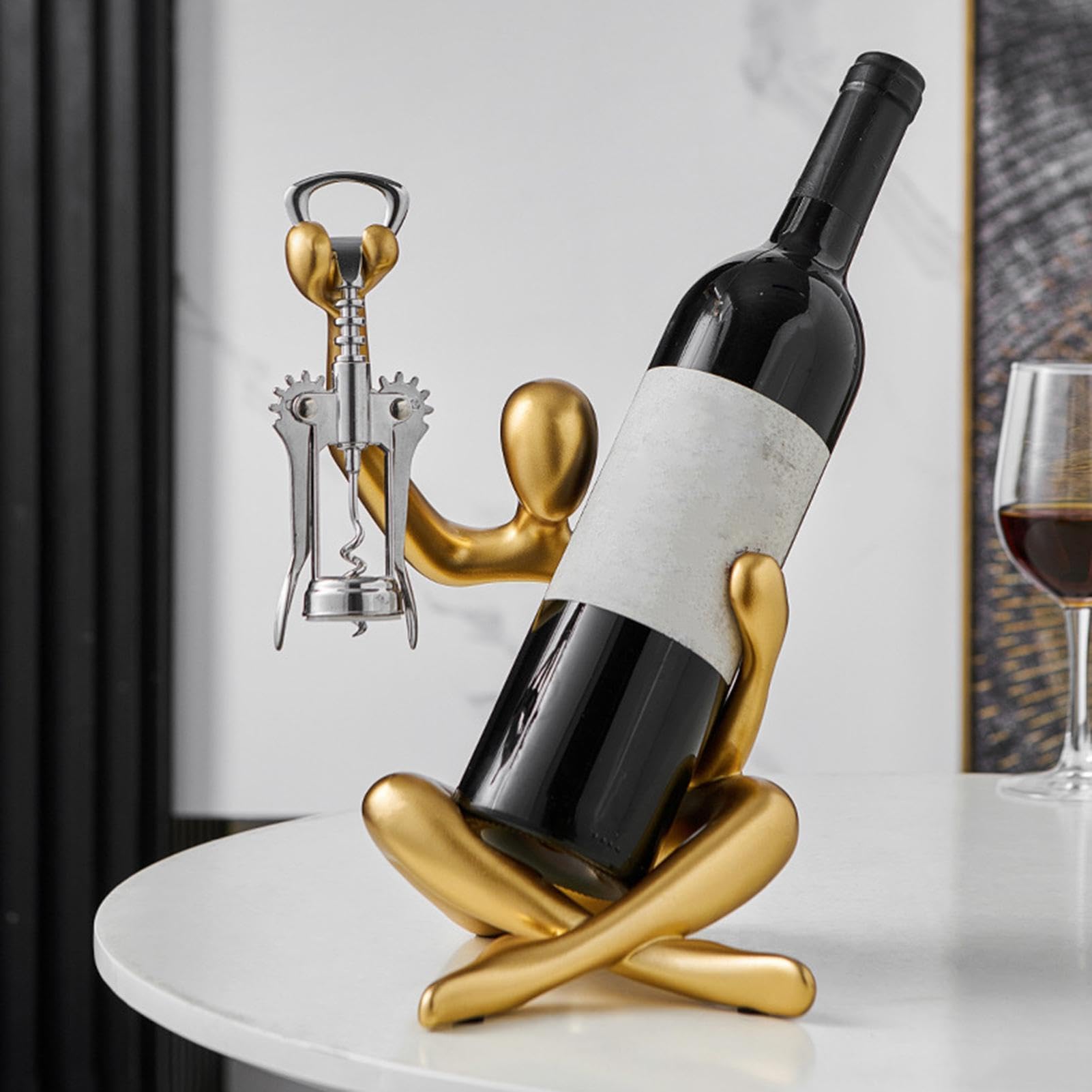 Estante de vino para encimera | Soporte de vino de resina sin abrebotellas