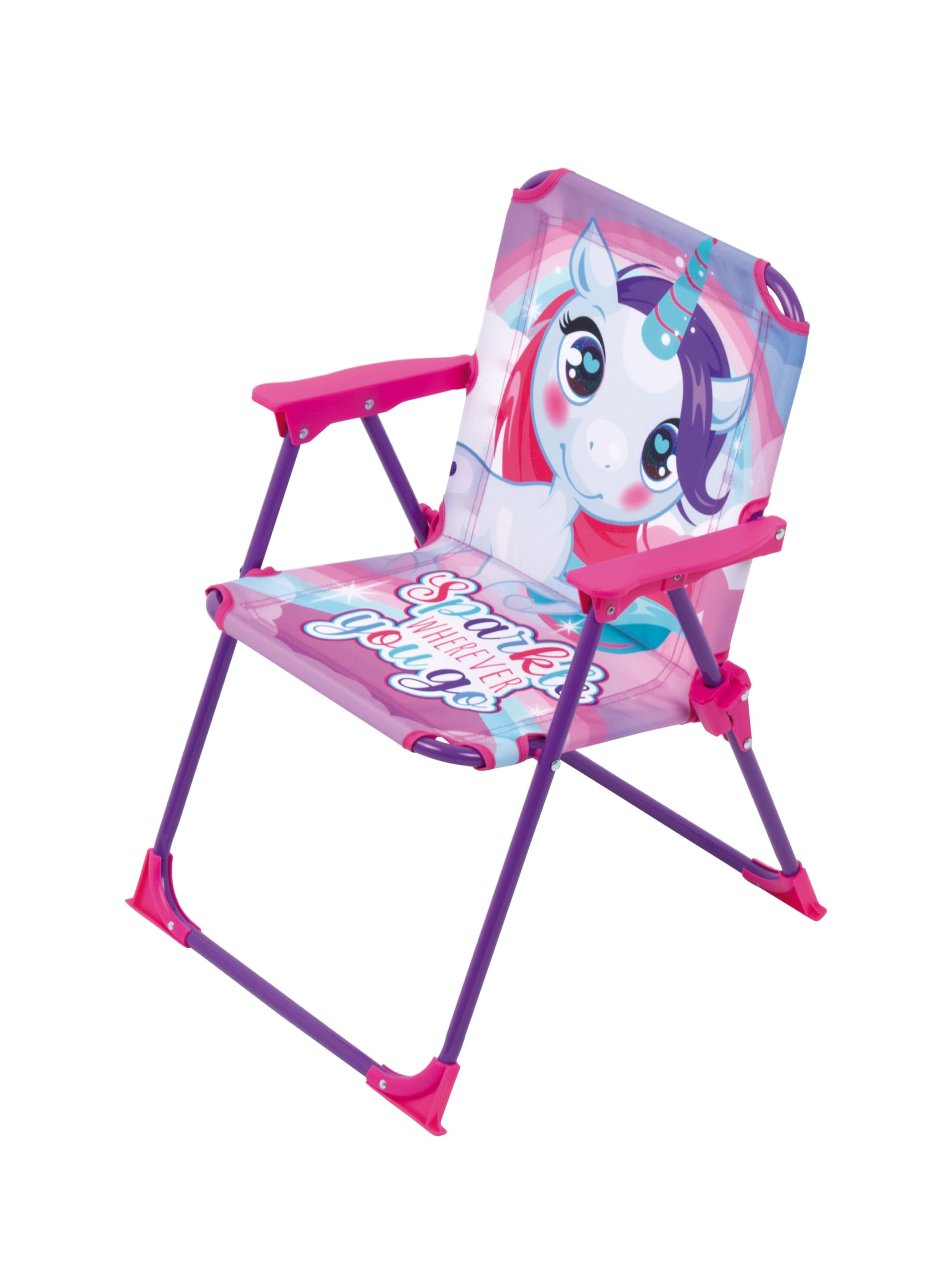 ARDITEX Sedia Pieghevole con Braccioli Unicorno ZK16157, Rosa, 38 x 32 x 53 cm, Fantasia, Metallo e Poliestere, Adatta per Giardino con Patio, Campeggio, Con Chiusura di Sicurezza