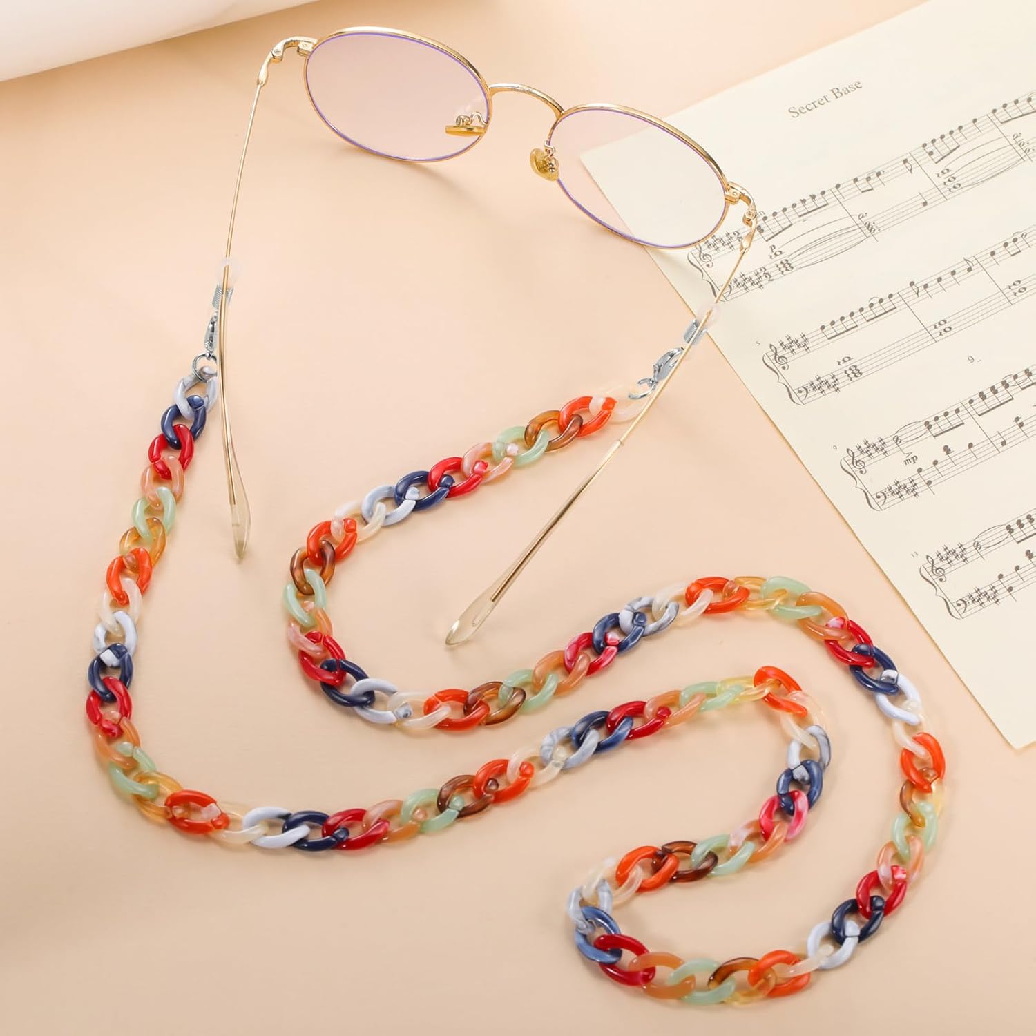 Dreamtimes Eyeglass Chain Strap Holder Cord Acrylic Sunglasses Necklace Holder Eyewear Retainer Lanyard for Women Girls Men