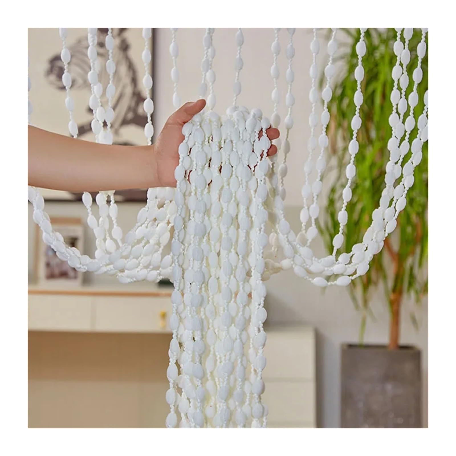 DFGBAPKBL beaded door curtain Polyester Door Beaded Curtains Lantern Tassel Cord Hotel Wedding Salon Window Line Decoration For Room Divider(White)