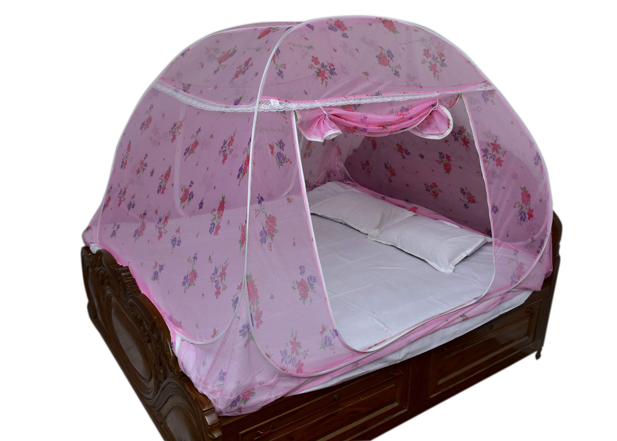 HOMELORE Polyester Adults Foldable, Flexible for Double Bed, King Size Bed, Queen Size Bed Printed Mosquito NET (Light Pink) (B07V4MLFDT) Amazon Price History, Amazon Price Tracker
