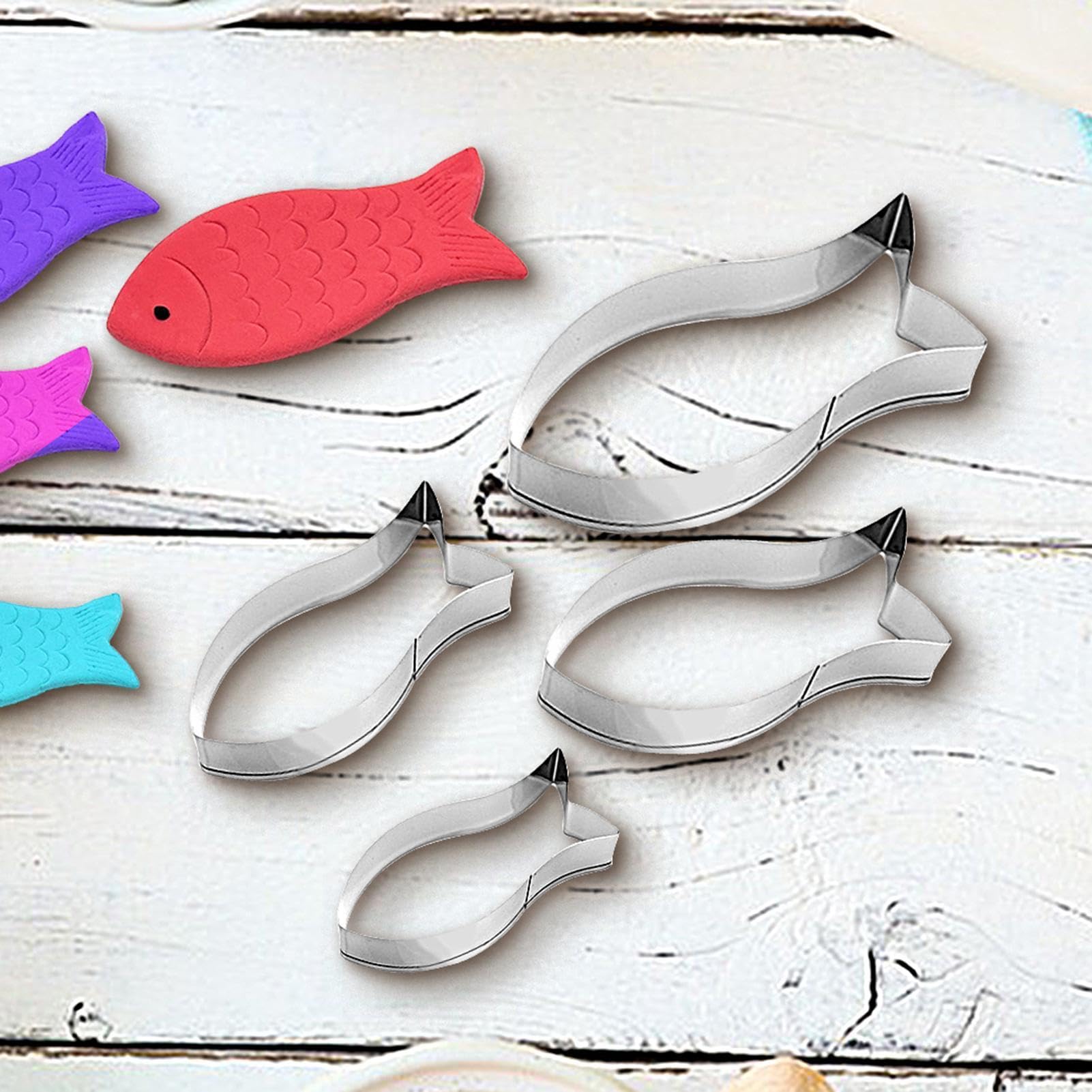 Amazon | 魚のクッキー カッター、魚の形のクッキー カッター, 4 個の