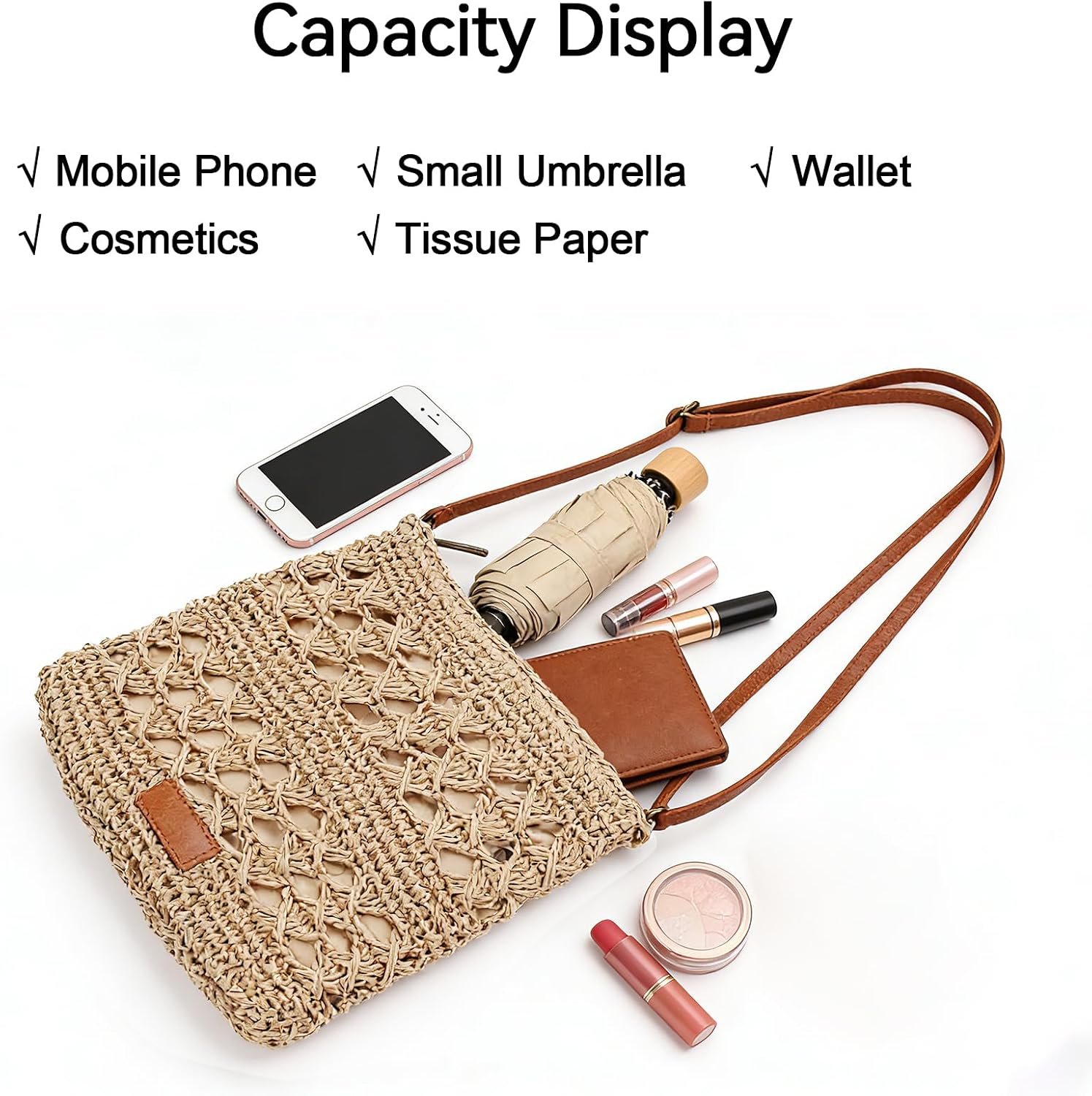 Small Straw Crossbody Bags for Women Summer Beach Shoulder Purse for Vacation