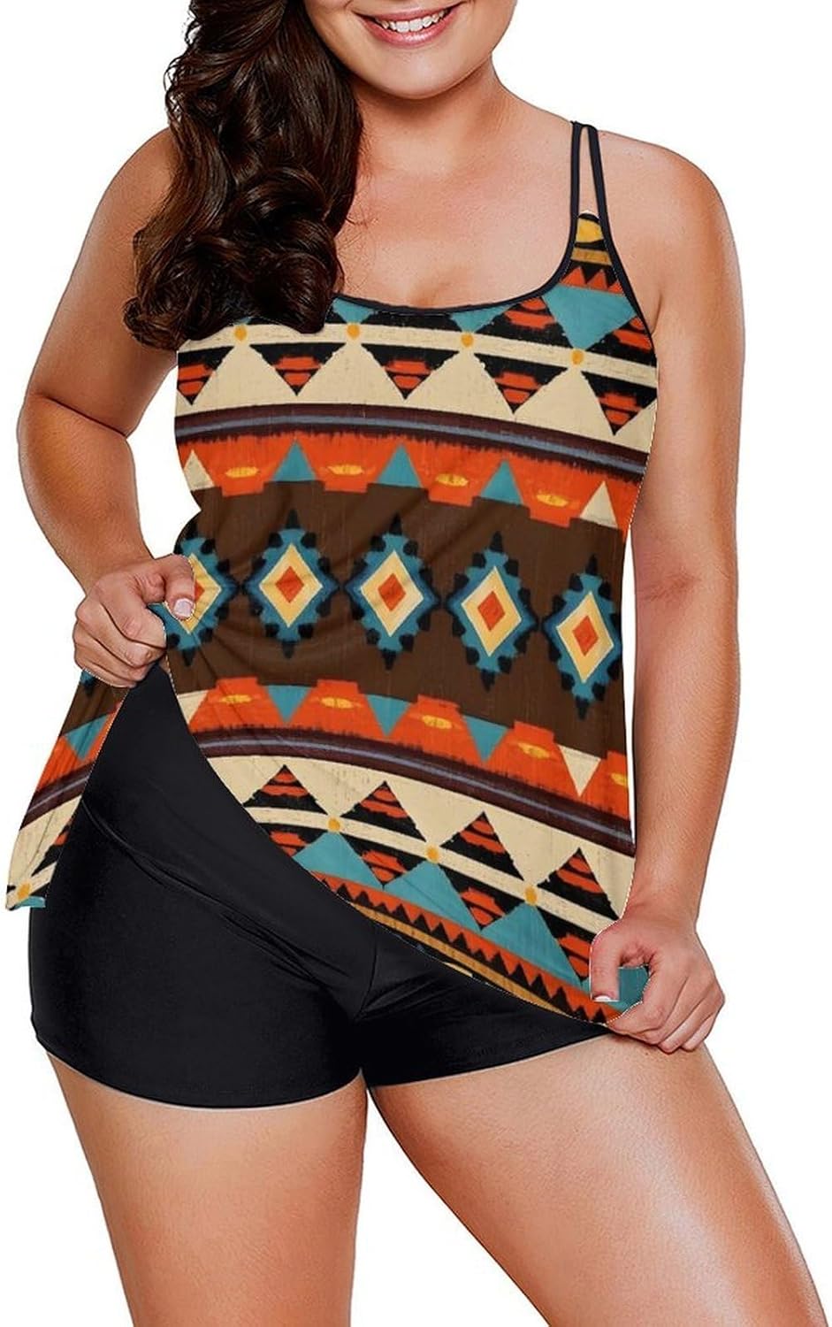 Women's Fashion Tankini Bathing Suits, 2 Piece Tummy Control Swimwear for Beach and Spa