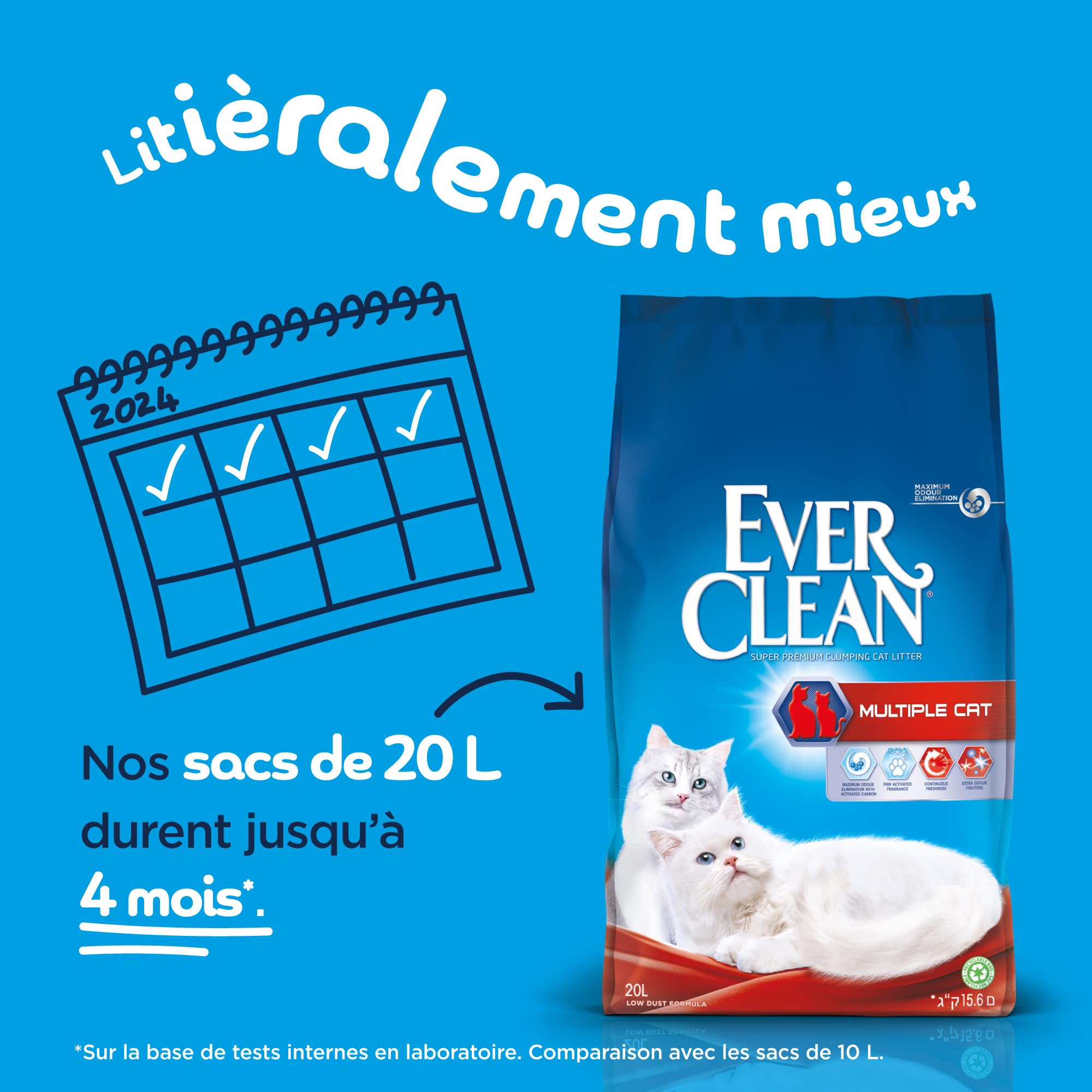 Ever Clean litière agglomérante parfumée pour Plusieurs Chats 20 litres